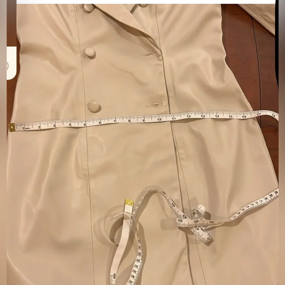 Anthropologie Awaylee vegan leather coat/ jacket w/ balloon sleeves Cream. S-XS - Picture 13 of 16